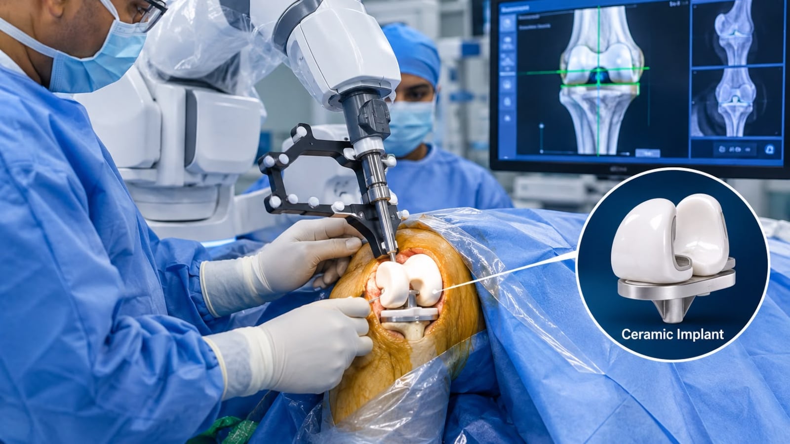 Doctors Perform First Active Robot-Assisted Knee Replacement with Ceramic Implant