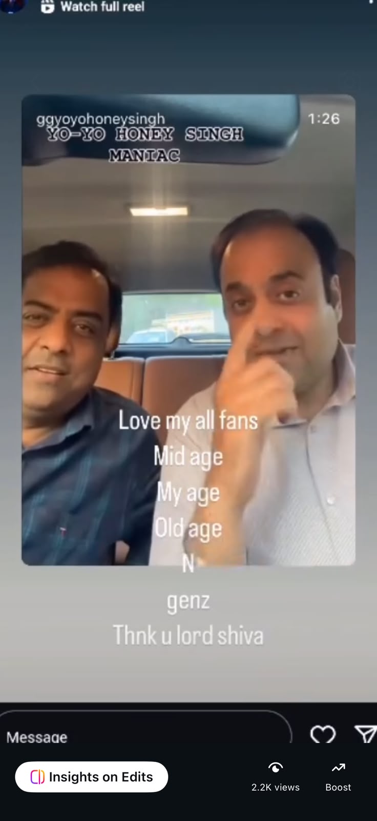 Honey Singh posted a story Honey Singh posted a story