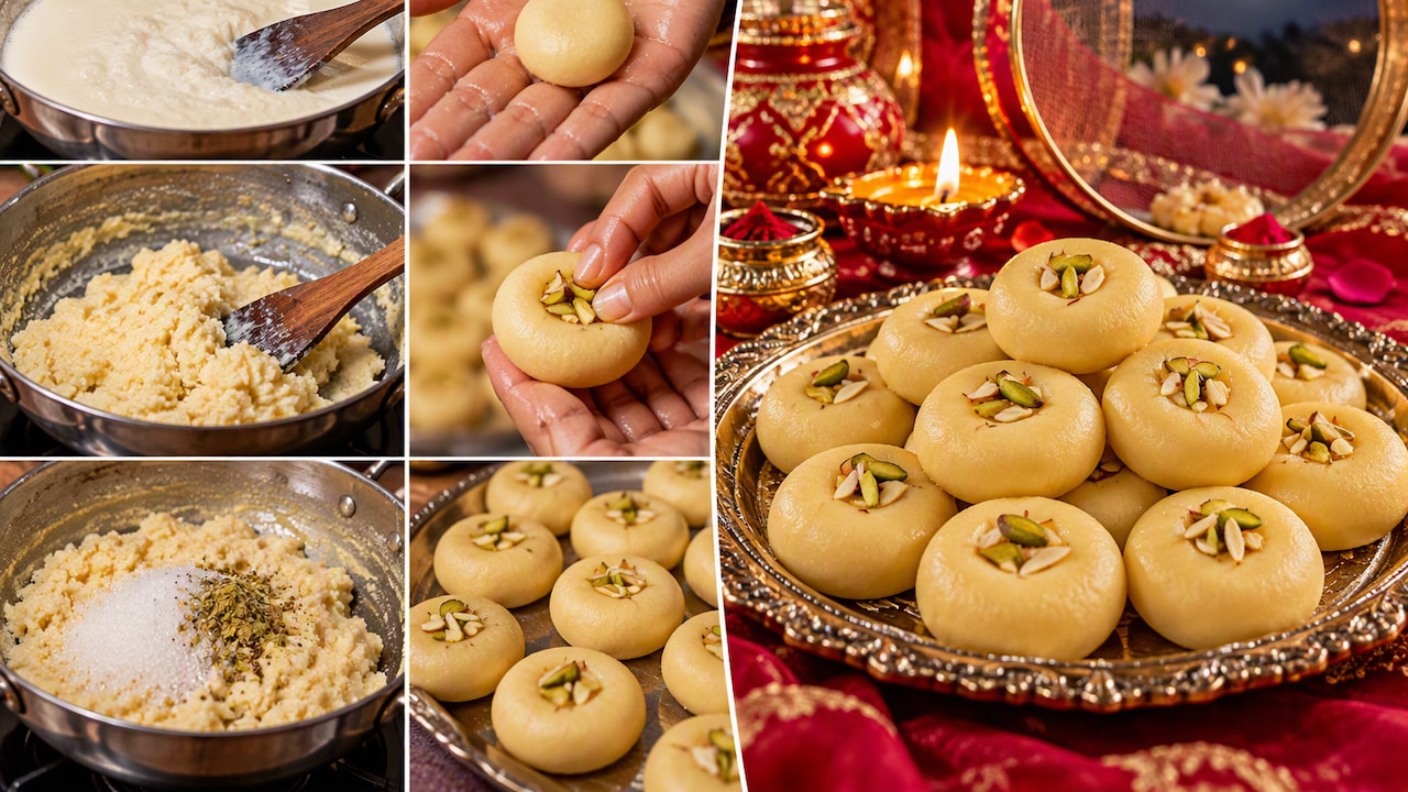 करवा चौथ व्रत खोलने के लिए घर पर बनाएं दूध पेड़ा, झटपट नोट करें रेसिपी