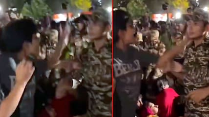 Woman Slaps CRPF Constable During Protest Near Rajiv Chowk Metro Station
