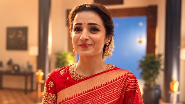 "Love And Light": Trisha Krishnan Brings Festive Glamour In A Red Saree