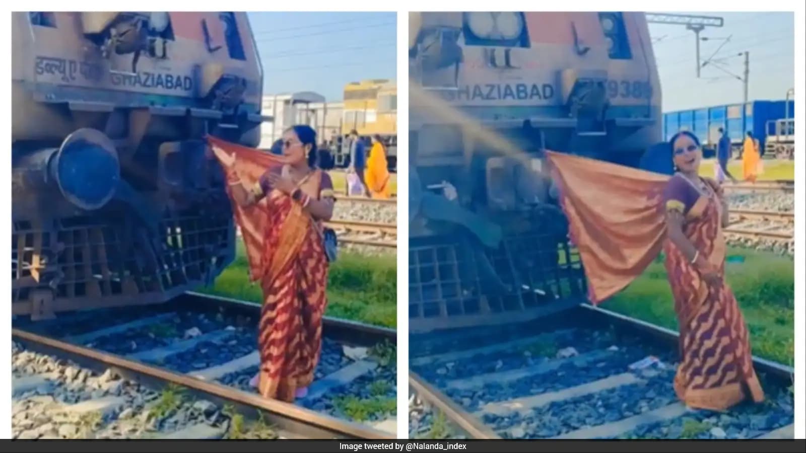 Register Icon Gaming Style Video: Woman Ties Saree To Train Engine, Recreates Bollywood-Style ...