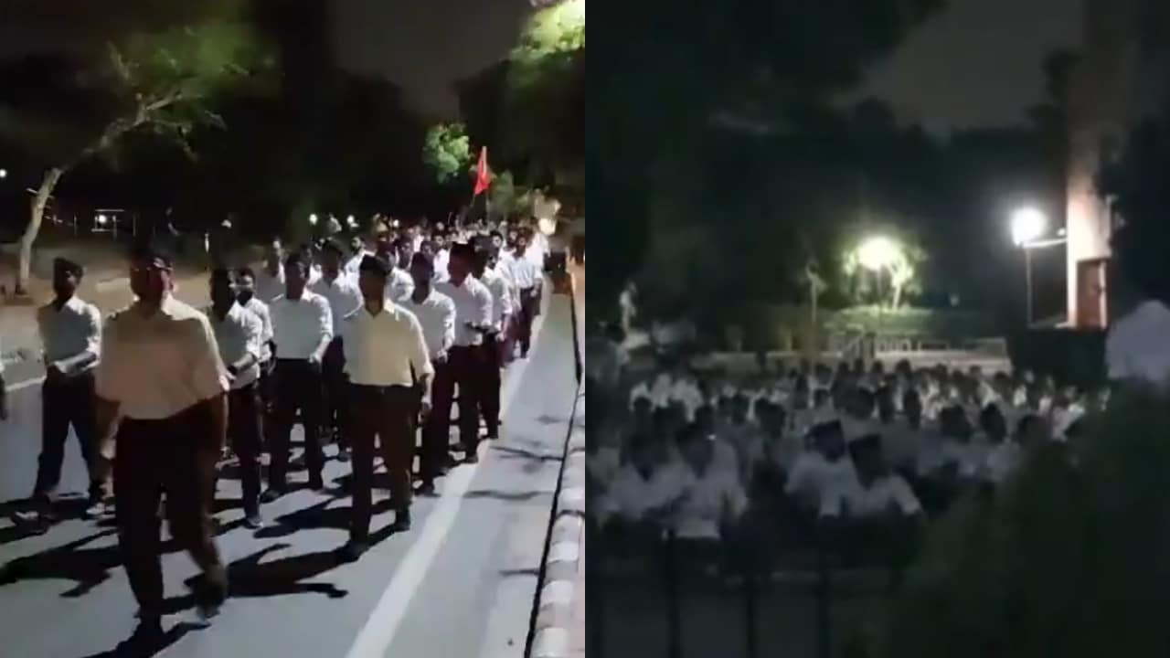 JNU में निकला RSS का पथ संचलन, इंद्रेश कुमार बोले- अराजकता को कुचलते हुए रखी राष्ट्रीयता की नींव