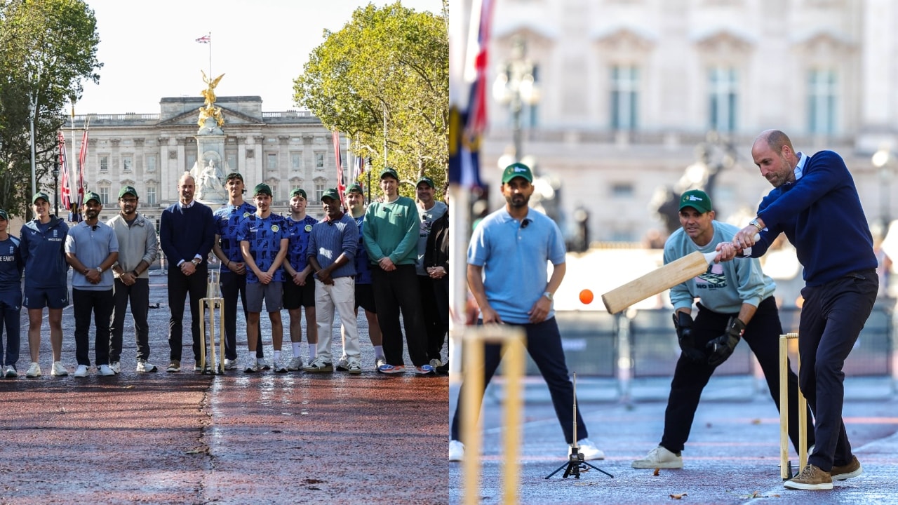 Prince William Plays Cricket With Sourav Ganguly, Brian Lara, James Anderson In Front Of Buckingham Palace. Video