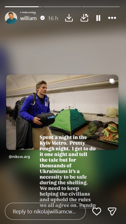 Screenshot of Nikolaj Coster-Waldaus Instagram Story