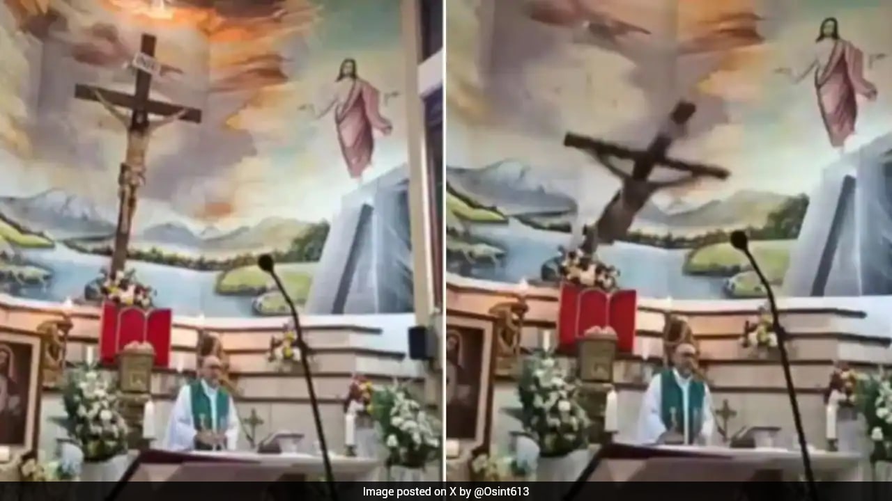 On Camera, Priest Crushed Under Massive Crucifix In Front Of Worshippers