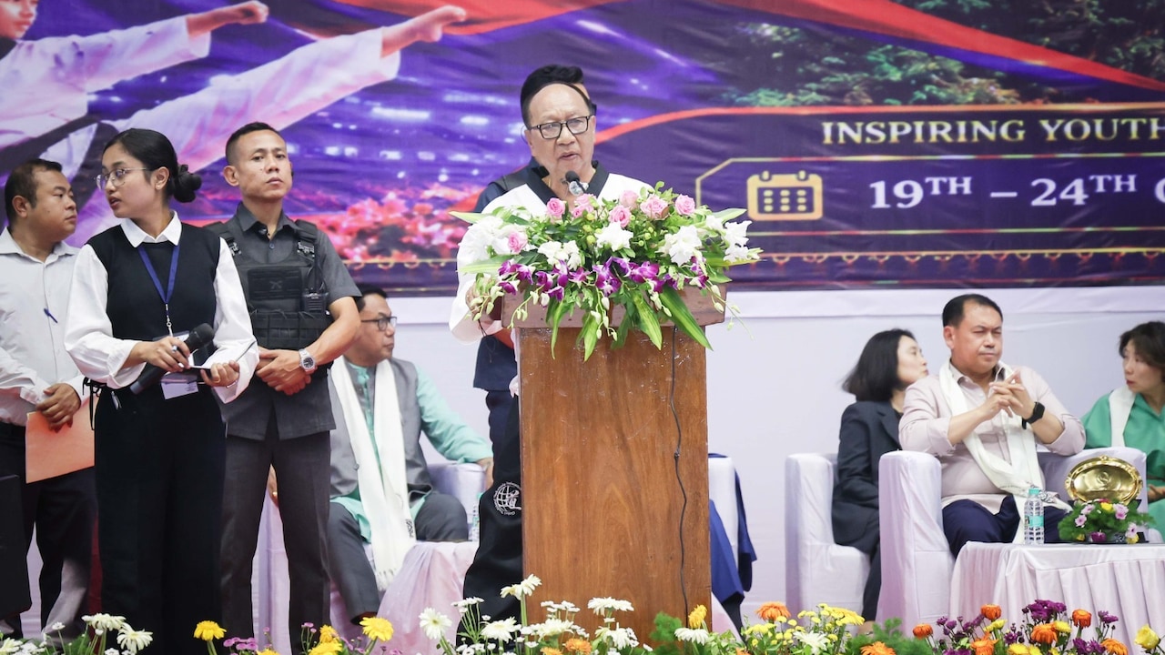 Manipur Chief Minister addresses gathering at the event.
