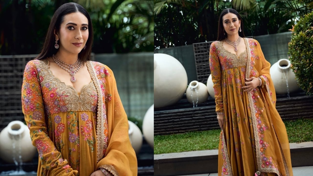 Karisma Kapoor's Yellow Anarkali Set Worth Rs 3 Lakh Is A Lesson In Festive Dressing