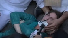 जमीन पर लेट गईं प्रियंका गांधी, बोली- 'यहां से नहीं हटूंगी'; जंतर-मंतर पहुंचने से पहले हिरासत में कई सांसद
