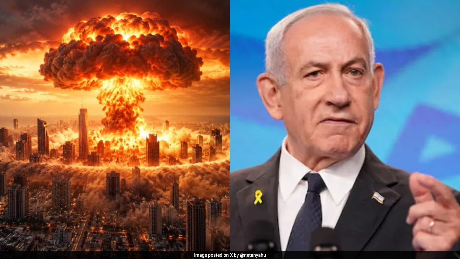 Netanyahu shares AI image of nuclear blast over Tel Aviv, warns of '2nd Holocaust' if he's not elected; Democrats chairman says he's lost control