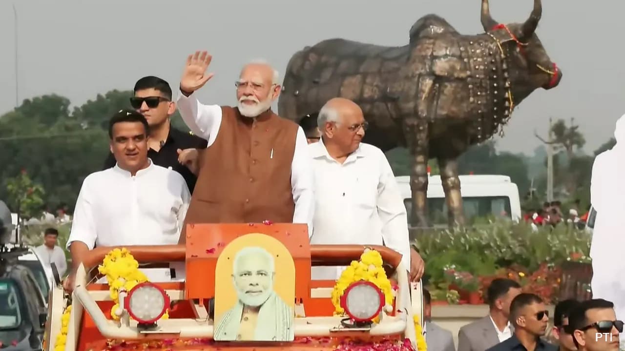PM Modi Holds Roadshow In Gujarat During Two-Day State Visit