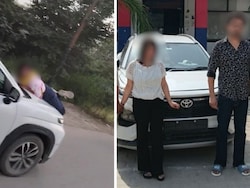 Woman Catches Husband Eating Momo With Girlfriend, He Drags Her On Car Bonnet
