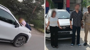 Woman Catches Husband Eating Momo With Girlfriend, He Drags Her On Car Bonnet