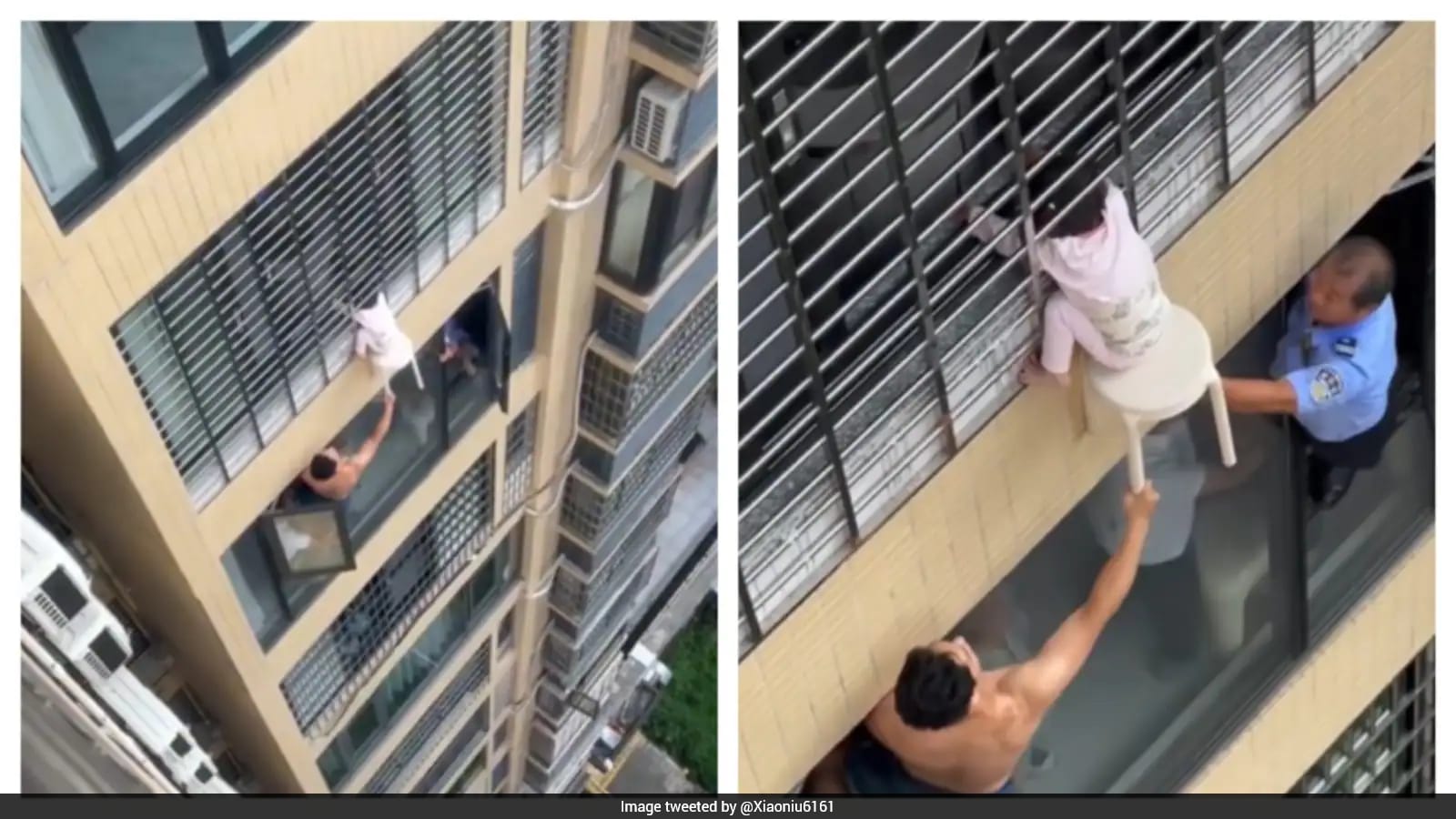 Video: Stool Used As Lifeline To Save 3-Year-Old Girl Dangling From 12th ...
