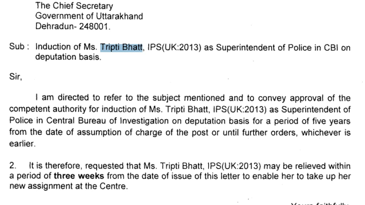 ips tripti bhatt appointed cbi sp uttarakhand cadre ips tripti bhatt appointed cbi sp uttarakhand cadre