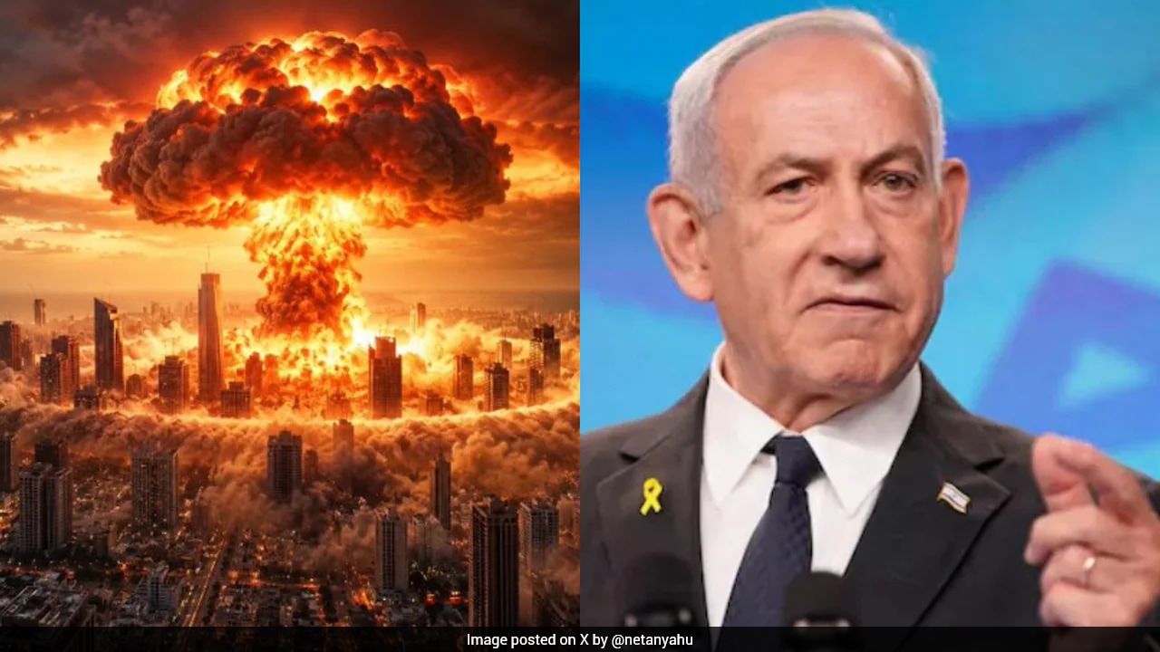 Israel Is In Danger': Netanyahu Shares AI Image Of Nuclear Blast In Tel Aviv
