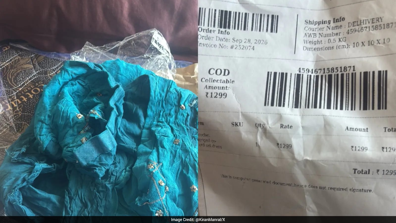 Delhi Woman Receives Unordered Parcel with Torn Kurta; Delhivery Investigates