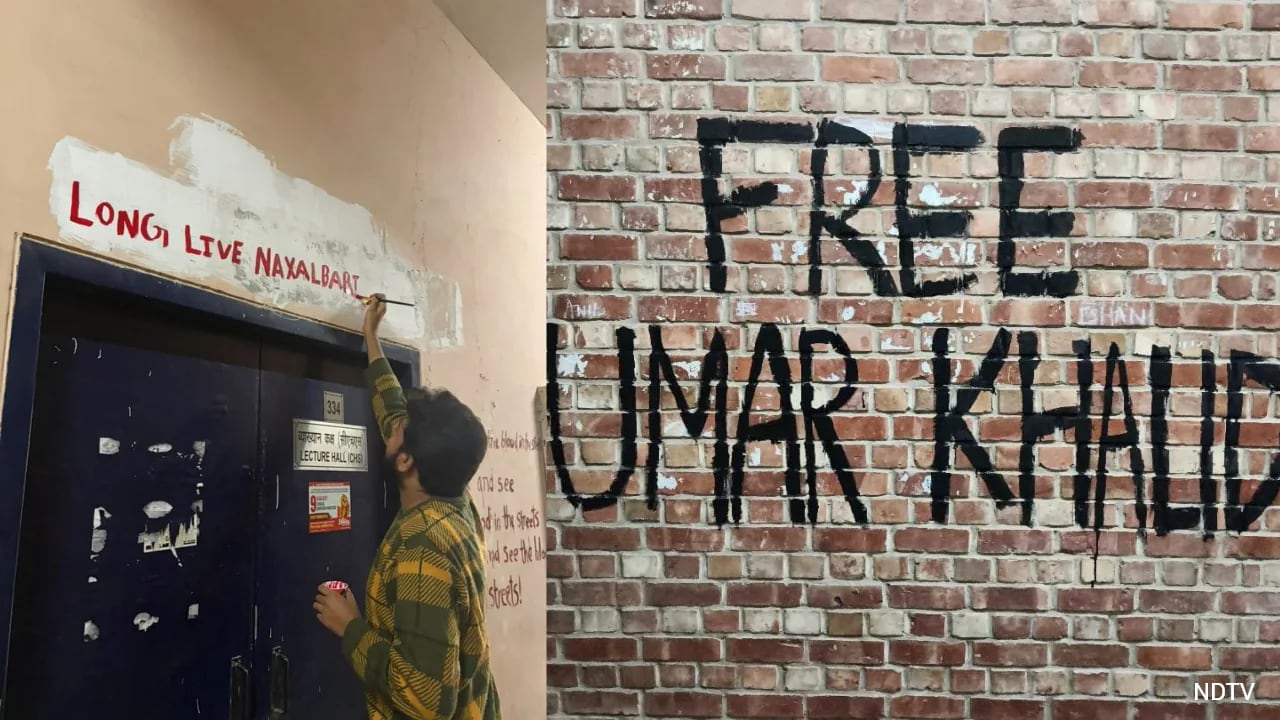 After Jamia, ABVP Claims Umar Khalid, 'Naxalbari' Slogans Painted On JNU Walls