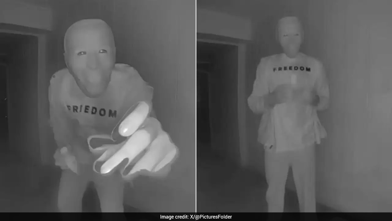 "Scary": Doorbell Camera Captures Stranger In Joe Biden Mask Eating Banana Outside US Home