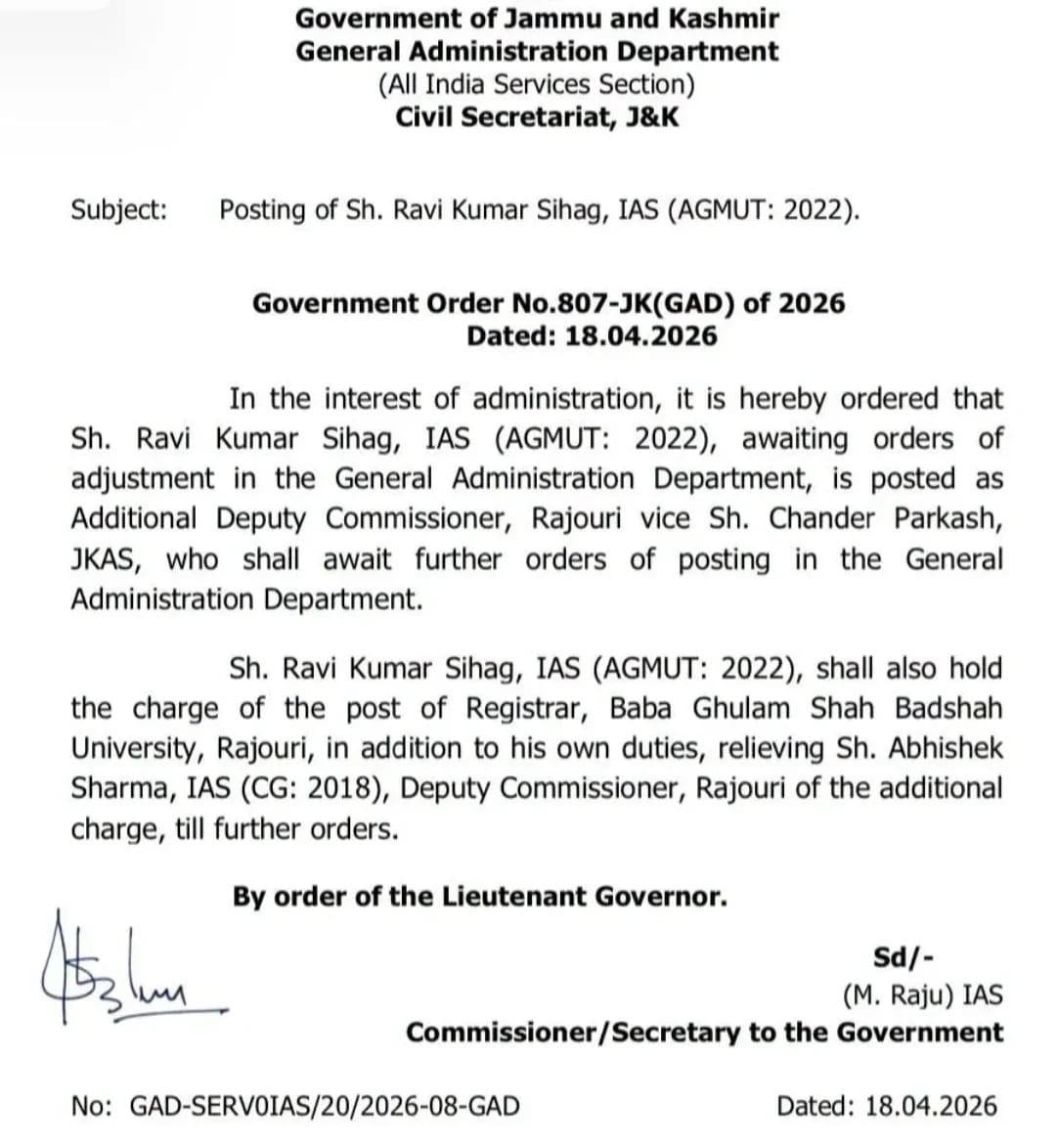 ias ravi sihag Current Posting