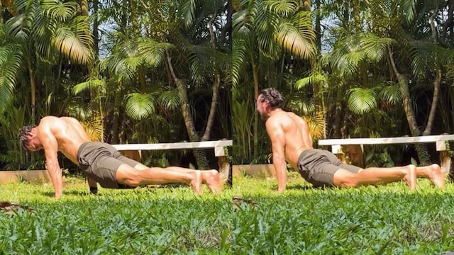 Dino Morea stretching outdoor