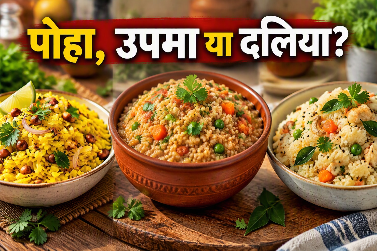 अगर सिर्फ एक नाश्ता चुनना हो, तो पोहा, उपमा और दलिया में एक्सपर्ट किसे देंगे पहला नंबर?