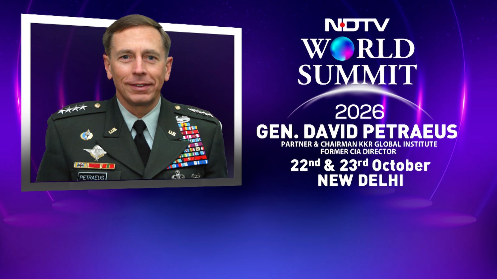 Ex-CIA Director David Petraeus to Speak on AI and Warfare at NDTV Summit