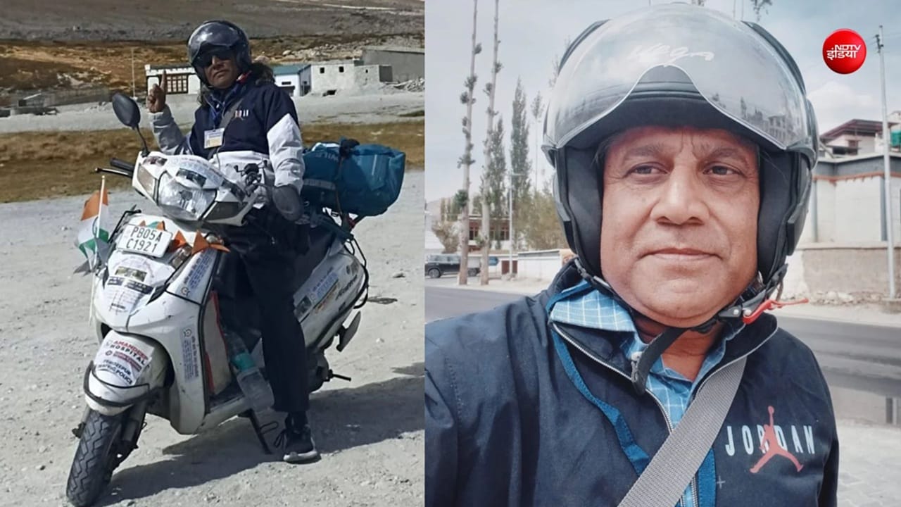 53 की उम्र में स्कूटी से 2342 KM का हिमालयी सफर,भारत के आखिरी गांव तक पहुंचे हरपिंदर सिंह