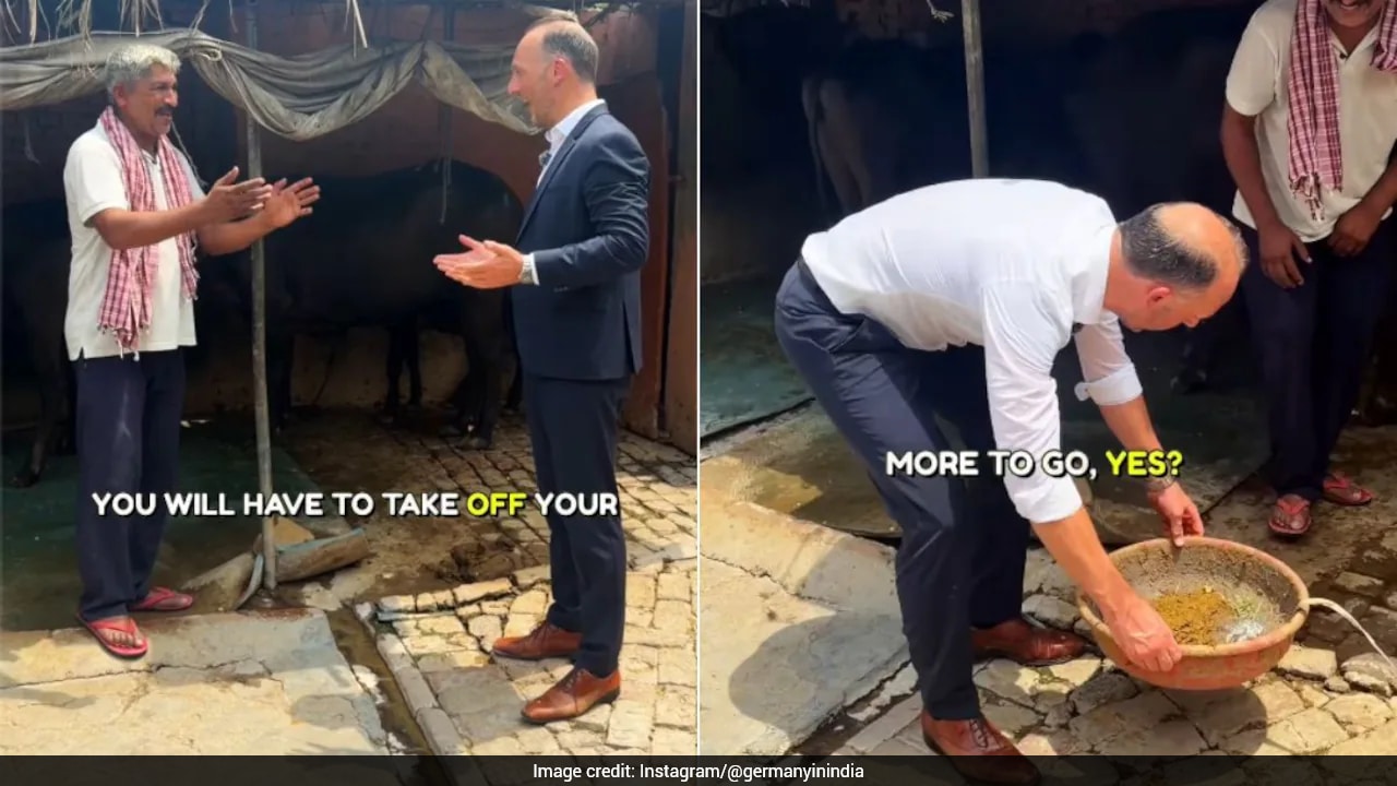 "Nice Initiative": German Diplomat Visits Indian Village, Feeds Animals; Video Goes Viral