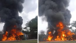 Diesel Tanker Catches Fire On Bengaluru Highway