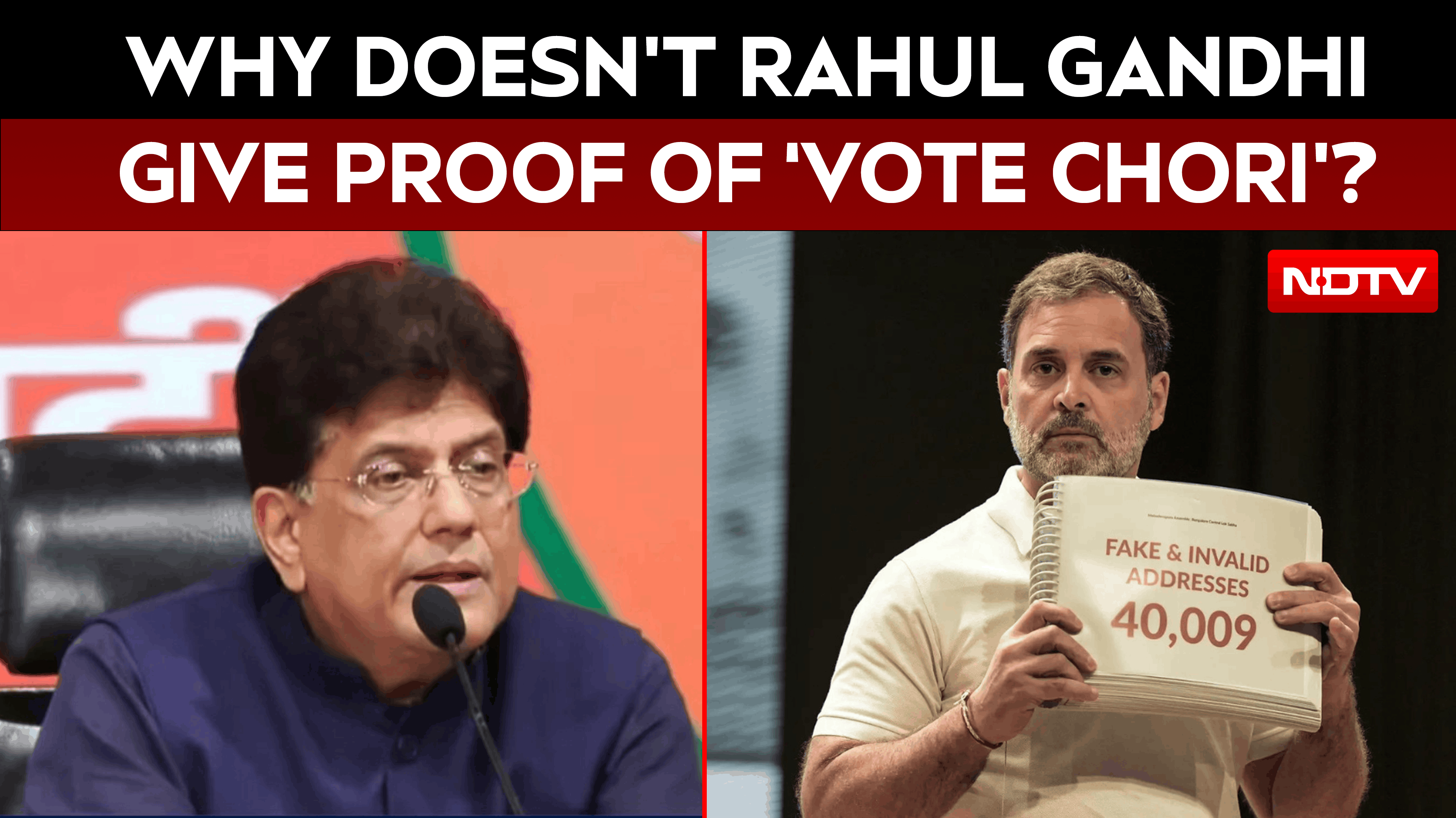 Piyush Goyal Challenges Rahul Gandhi To Give Proof Of 'Vote Theft' Allegations