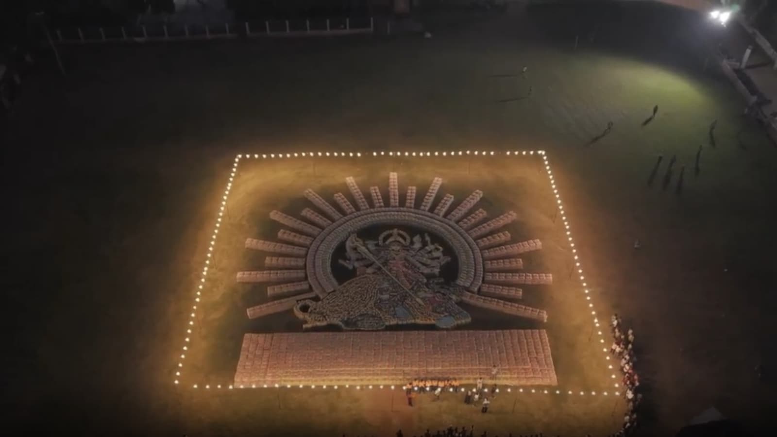 Adani Cement unveils 70-foot Maa Durga tribute using 15,000 bags