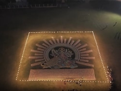 Adani Cement Creates 70-Foot Maa Durga Tribute Using 15,000 Cement Bags