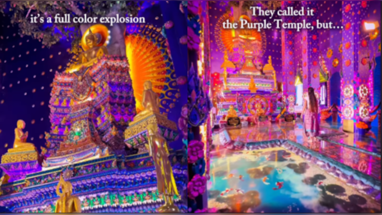 Video: Inside Thailand's Purple Temple With Shimmering Walls And Glossy Floors Like A Lake