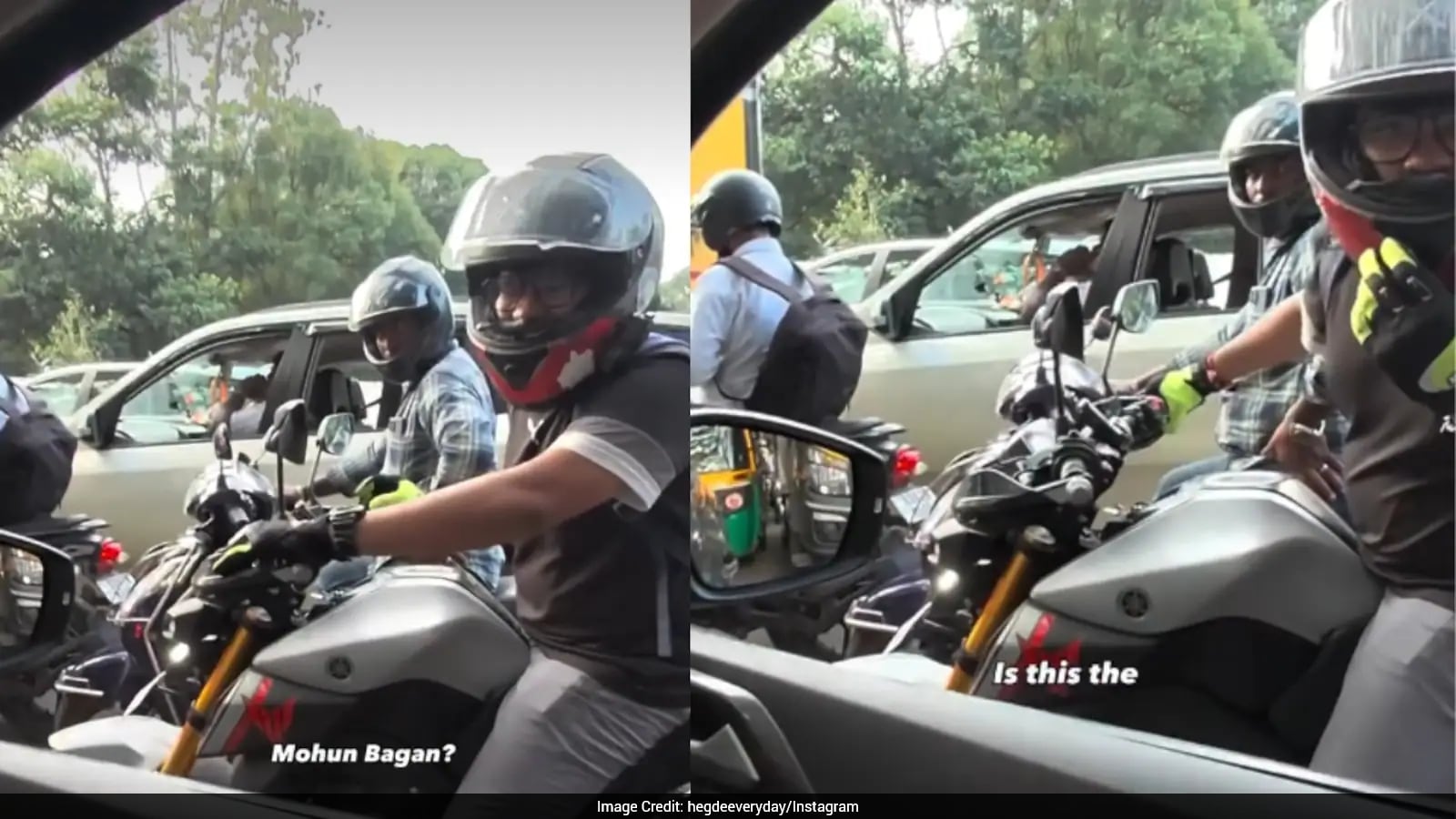 Bengaluru Man and Bengal Biker Share Football Conversation During Traffic Stop