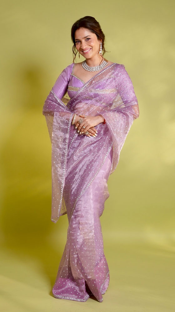 Ankita Lokhande's Lilac Saree Steals Hearts