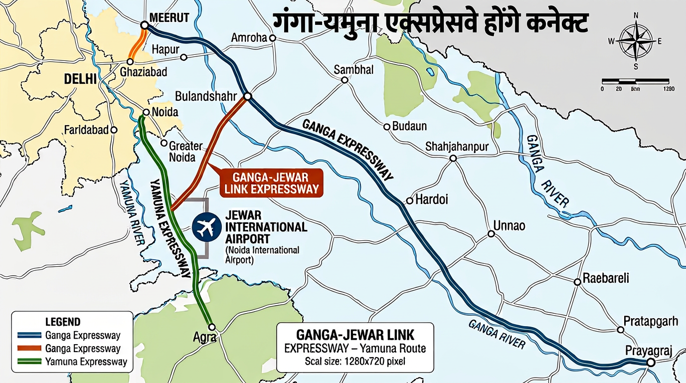 यूपी में गंगा-यमुना एक्सप्रेसवे लिंक का ऐलान, नोएडा-बुलंदशहर से मेरठ-प्रयागराज तक तेज रफ्तार, जेवर भी जुड़ेगा