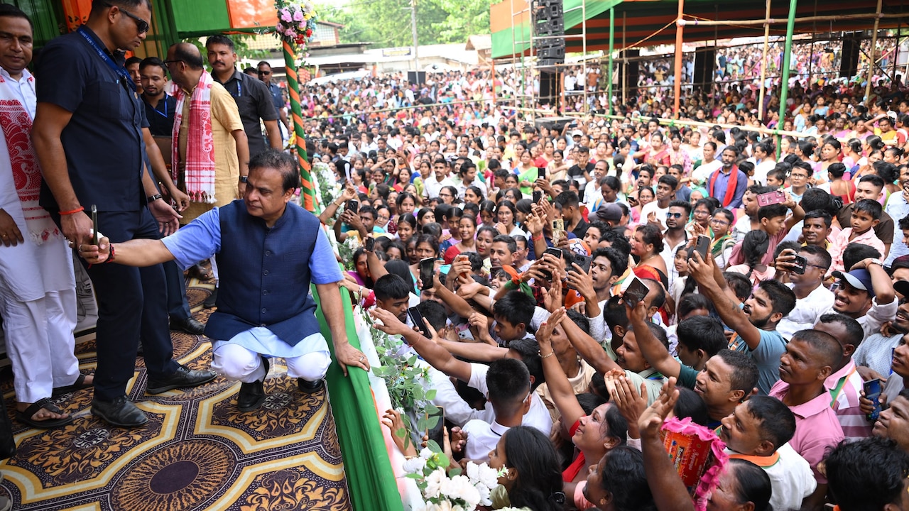 Chief Minister Himanta Biswa Sarma campaigning in Nagaon
