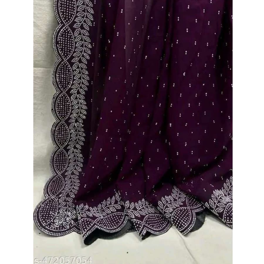 Click here to buy: M5STUDIO Self Design Bollywood Georgette Saree with Unstitched Blouse (Purple) Click here to buy: M5STUDIO Self Design Bollywood Georgette Saree with Unstitched Blouse (Purple)