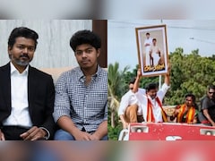 CM Vijay Holds Up Son Jason Sanjay's <i>Sigma</i> Frame During Roadshow On Film Release Day
