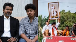 Vijay Holds Up Son Jason Sanjay's <i>Sigma</i> Frame During Roadshow On Film Release Day