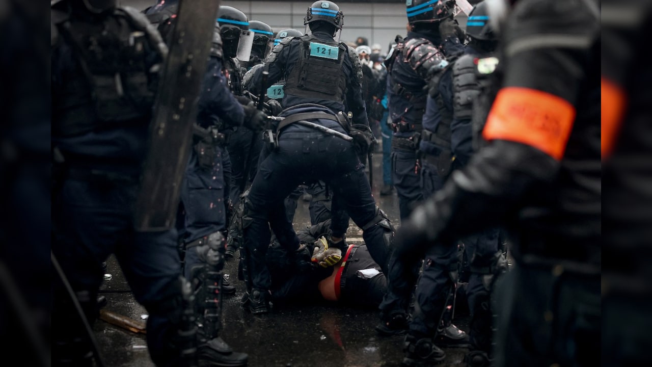 The Paris prosecutors office said 64 people had been arrested in connection with Saturdays demonstration and 40 placed in police custody.