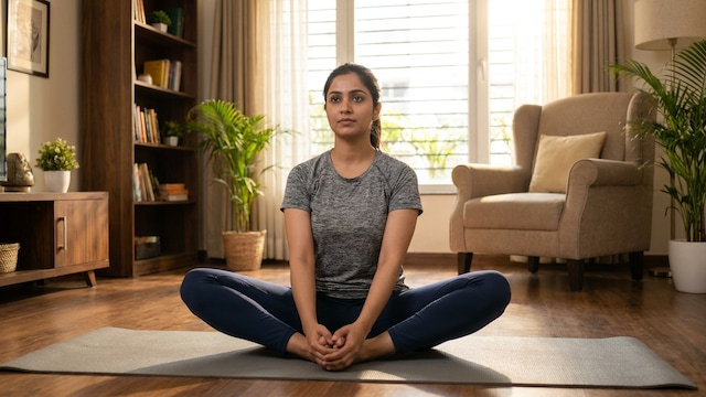 Butterfly pose can be beneficial for people who sit for long hours