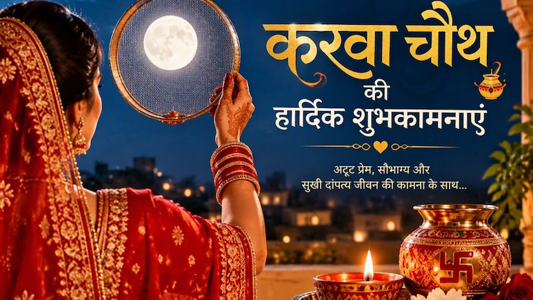 Happy Karwa Chauth Wishes 2026: चांद दिखे तो आपका चेहरा याद आए&hellip; इन खास संदेशों से दें करवा चौथ की हार्दिक शुभकामनाएं