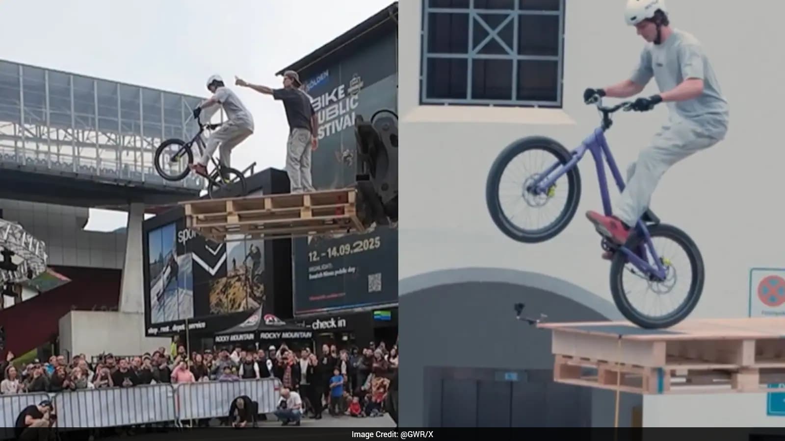 Man Sets Record For Highest Vertical Drop On A Bicycle Onto A Target