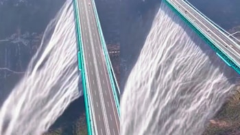 Watch: China Turns World's Highest Bridge Into A Spectacular 'River In The Sky'