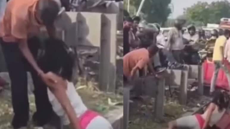 दिल्ली के नाले में उतरकर चलती दिखी विदेशी महिला, NH-48 पर रुके लोग, वीडियो हुआ वायरल