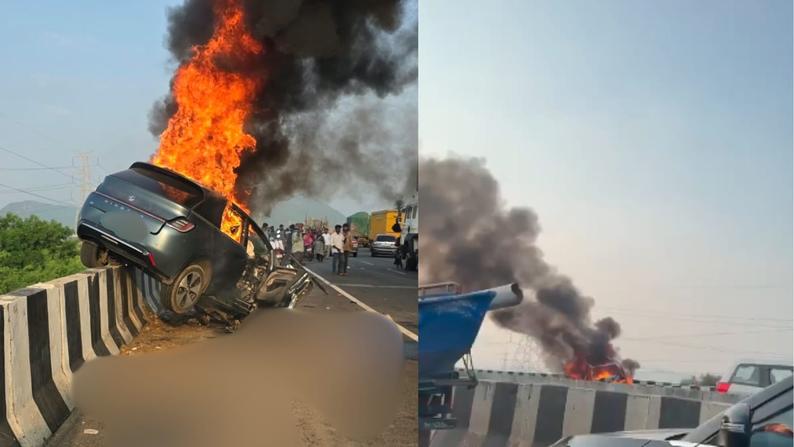 Four Dead, One Injured After Electric Vehicle Catches Fire Following Crash in Andhra Pradesh