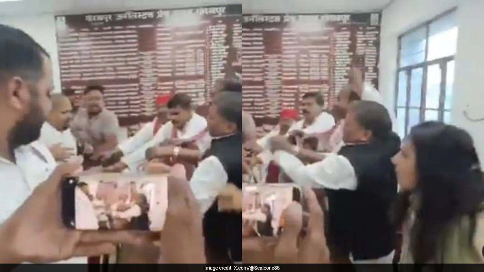 Seating Dispute Disrupts Samajwadi Party Press Conference in Gorakhpur