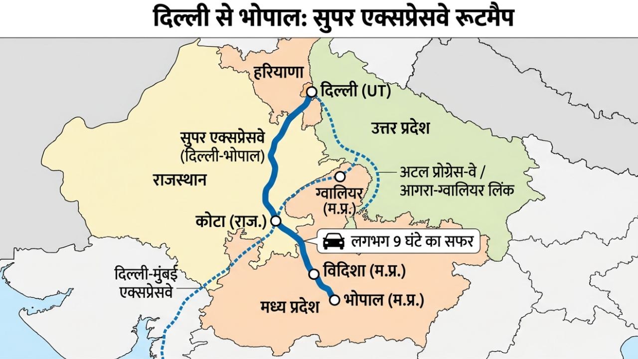 9 घंटे में दिल्ली से भोपाल, कोटा-विदिशा-सागर तक की कनेक्टिविटी, 4 राज्यों को जोड़ेगा ये 'महाएक्सप्रेसवे'